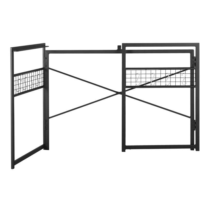 Homy Casa Modern Folding Desk with Black Metal Frame and Wood Top