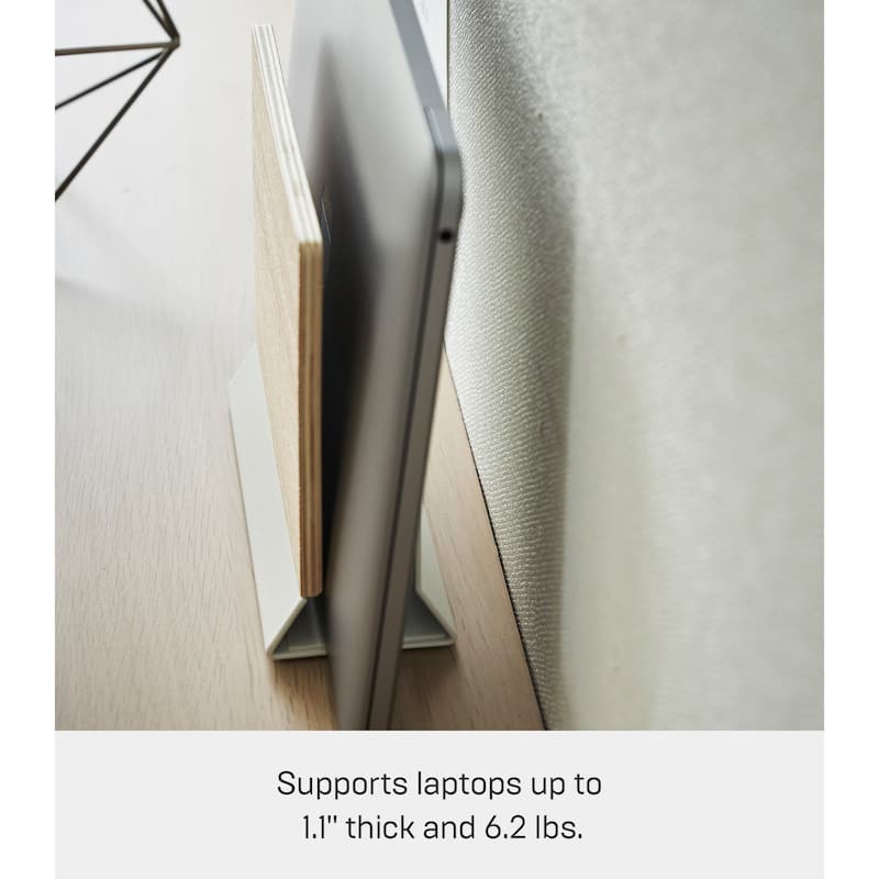 Yamazaki Home Slim Laptop Stand, Steel and Wood - L 2.44 x W 6.3 x H 5.91 inches