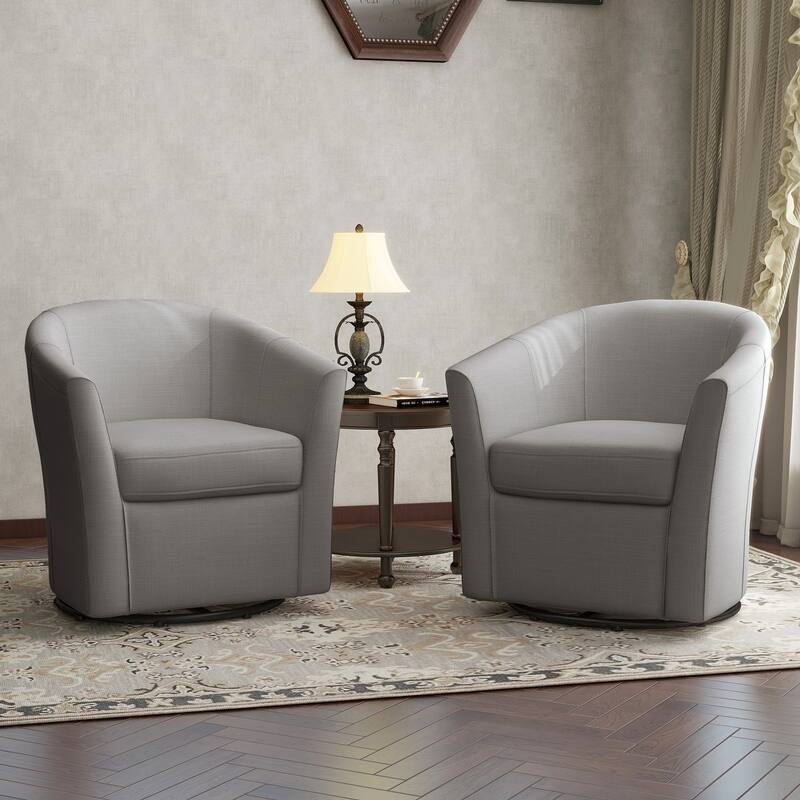 UIXE Swivel Barrel Accent Chair with Metal Base - 30.7"W x 29.9"H x 27.5"D