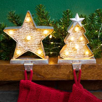 Glitzhome Christmas LED Stocking Holder - 7.50"h