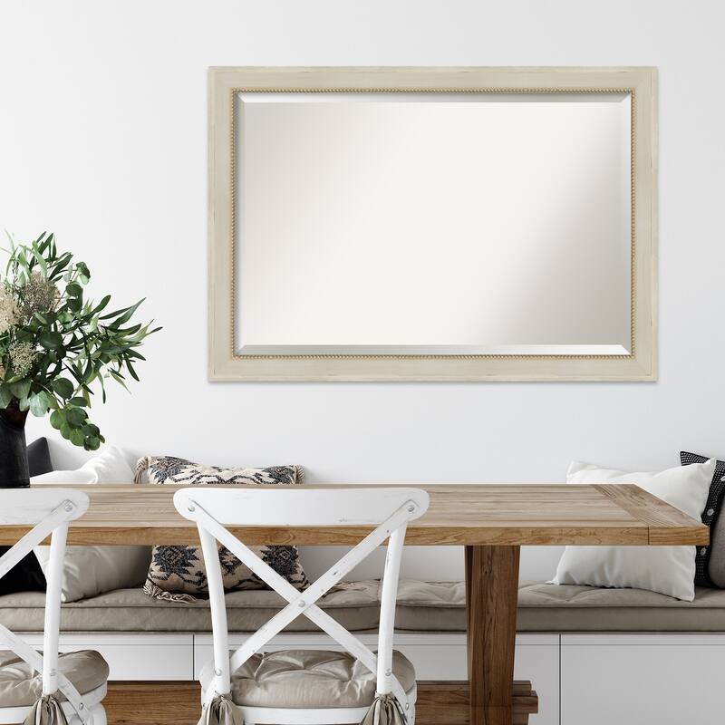 Beveled Wood Wall Mirror - Parthenon Cream Frame - Parthenon Cream