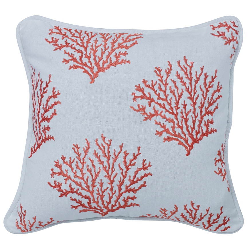 Hiend Accents Salmon Colored Embroidered Coral Pillow 18