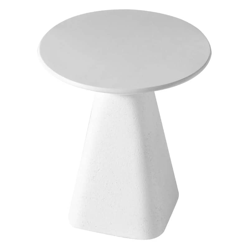 Elsie 18" Wide Circular Fiberstone Side Table with Powder-Coated Finish for Indoor/Outdoor Use