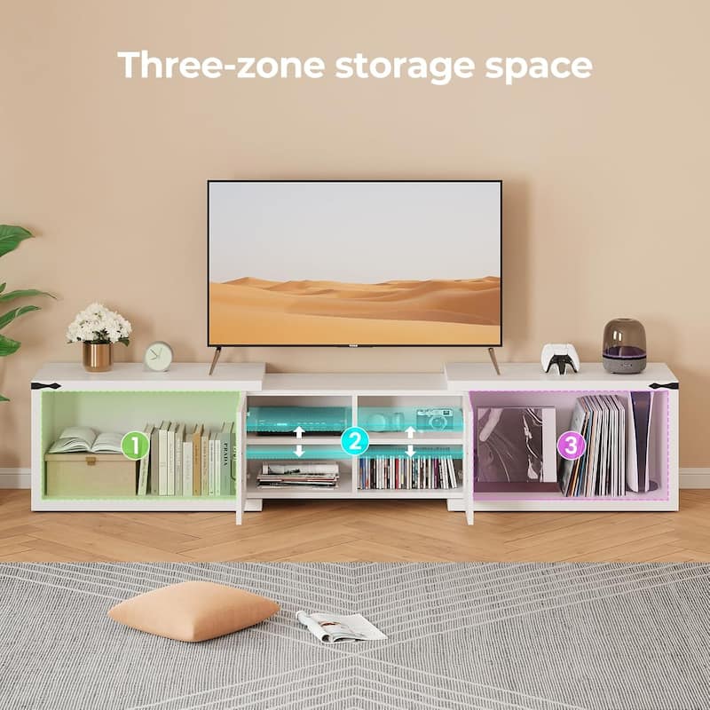 Farmhouse TV Stand Entertainment Center with Storage Deformable TV Console
