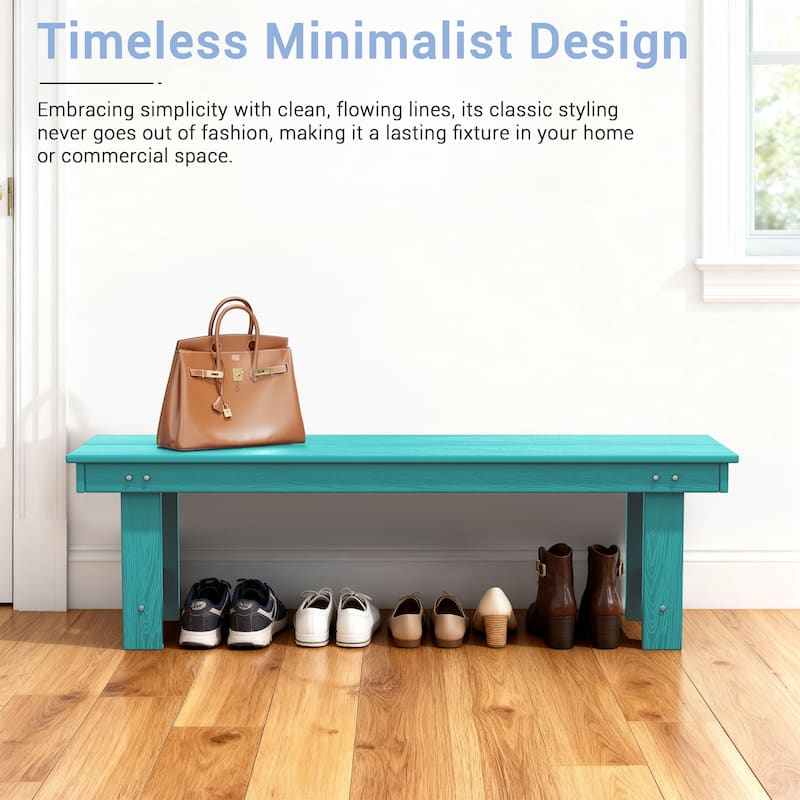 6-Piece HDPE Outdoor Dining Table Sets with Umbrella Hole - 1-Table 4-Chairs-1-Bench