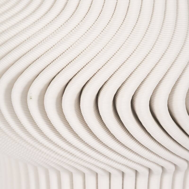 Porcelain Ribbed 3D Printed Vase - Ivory/Beige