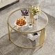 preview thumbnail 17 of 23, Modern Black Mirror Coffee Table with Gold Finish & Lower Shelf by Harper&Bright Designs