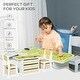 preview thumbnail 6 of 7, Qaba 2-in-1 Activity Table and Chair Set, Modern Kids Writing Desk Set, Bricks and Roads Style Table and Chair Set, White