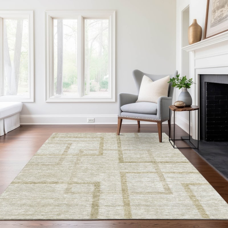 Machine Washable Indoor/ Outdoor Chantille Contemporary Geo Rug