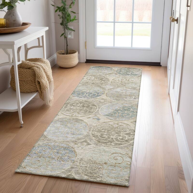 Machine Washable Indoor/ Outdoor Chantille Vintage Medallions Rug