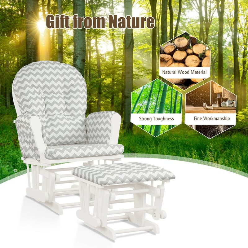 Gymax Baby Nursery Relax Rocker Rocking Chair Glider & Ottoman Set w/
