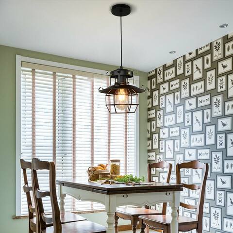 Modern Farmhouse Cage Industrial Pendant Lighting - 8.67"