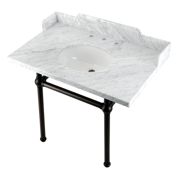 Kingston Brass Pemberton 36-Inch Carrara Marble Console Sink with