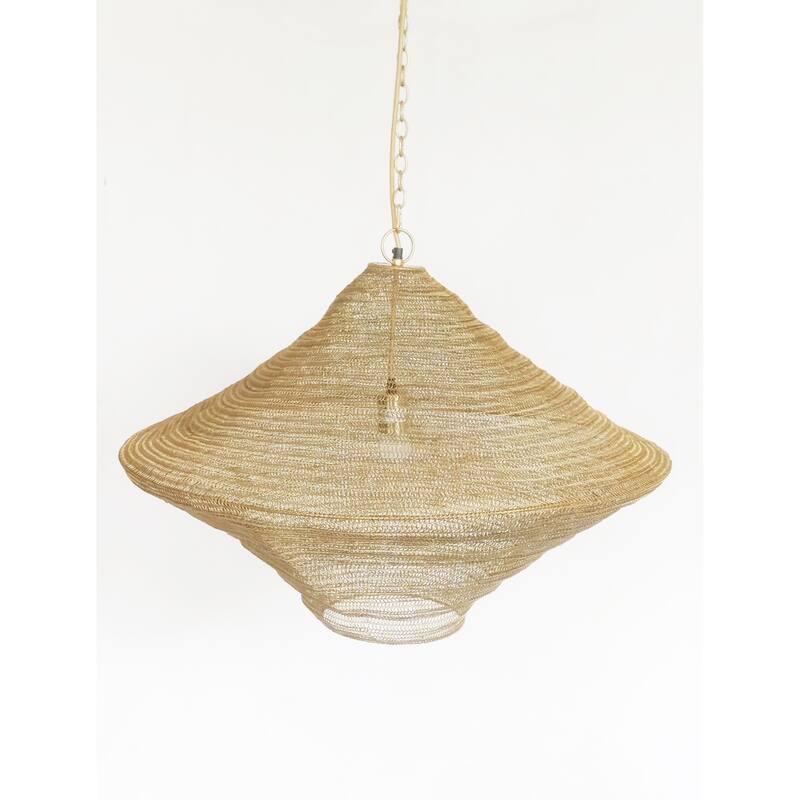 Transitional 1-Light Gold Powder Coat Chain Basket Pendant