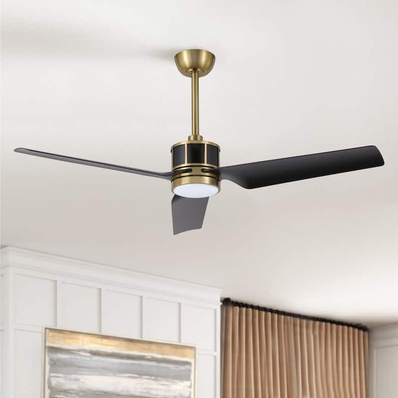 52" Reversible 3-Blade Smart LED Ceiling Fan with Remote Control and Light Kit
