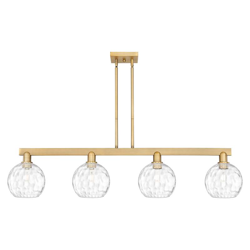 Innovations Lighting Endless Possibilities Arcadia - Athens Water Glass - 4 Light 51" Stem Hung Island Light - Brushed Brass