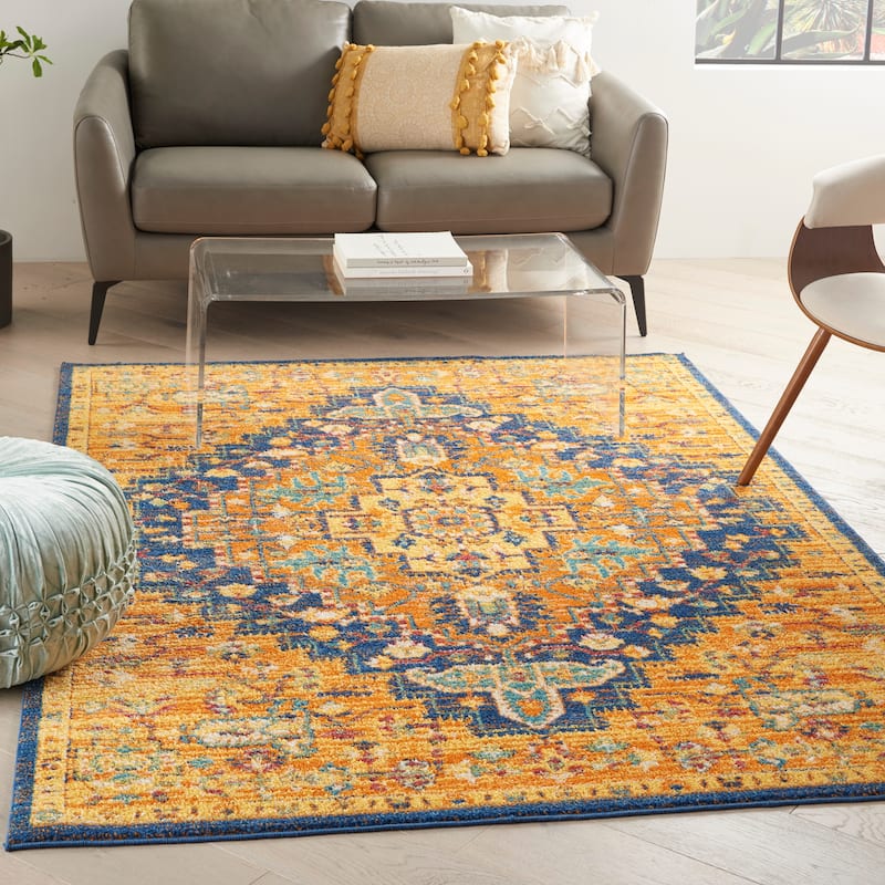 Nourison Allur Boho Contemporary Medallion Persian Area Rug - 4' x 6' - Orange Multicolor - Runner/Rectangle
