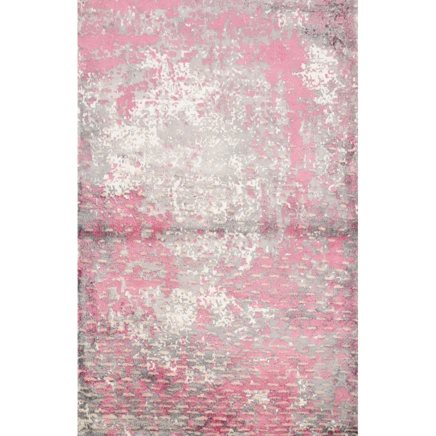 Hand Knotted Oriental Viscose Silk Carpet Modern Abstract Pink Abstract Area Rug - 3' 0'' X 2' 0''
