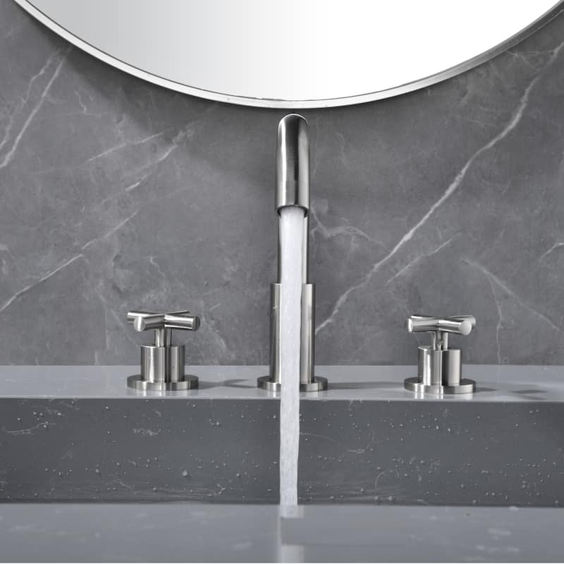Modland 3-Hole Bathroom Faucet with 360-degree Swivel Spout & CEC Certified, Gold/Black/Nickel