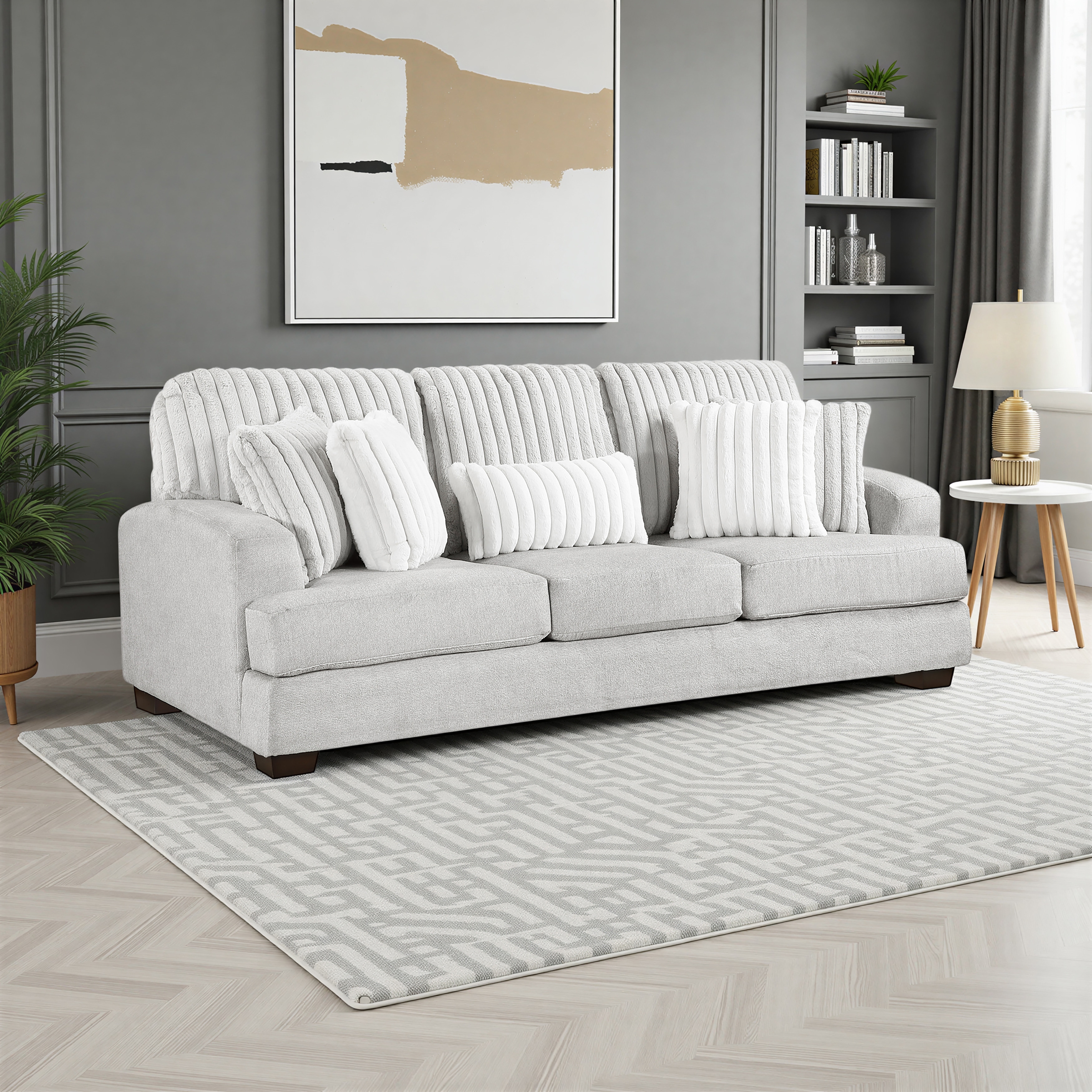 Montara 95.5" Microfiber Living Room Sofa with Solid Wood Legs