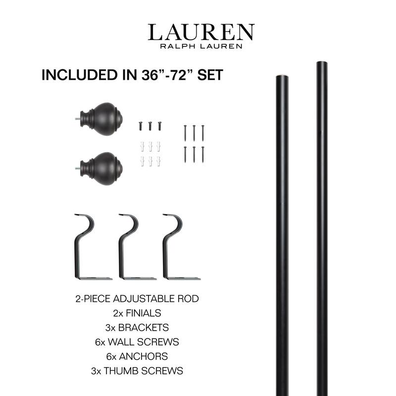 Lauren Ralph Lauren Markel 1" Adjustable Window Curtain Rod and Finial Set