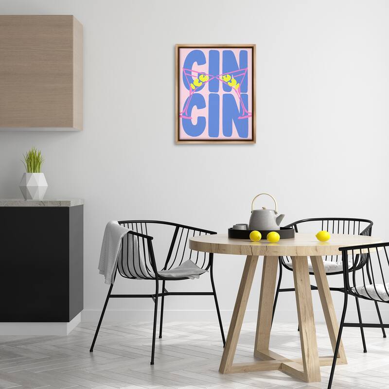 Stupell Pastel Cin Cin Cheers Framed Floater Canvas Wall Art Design By House of Lulu