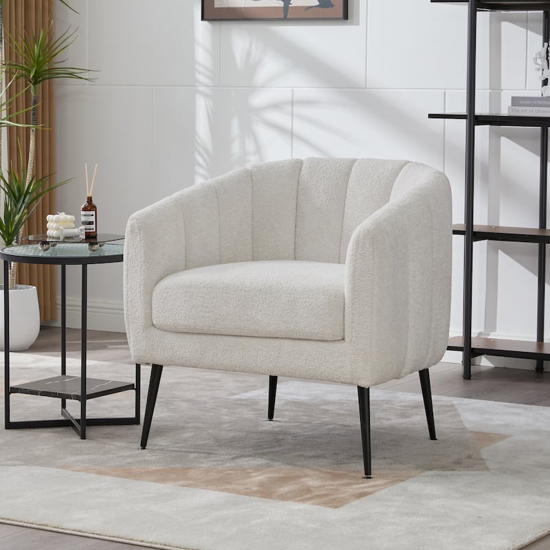 3-Piece Chenille Small Living Room Furniture Set with Metal Legs,Channel Tufted Sofa Conversation Set,Loveseat & 2 Accent Chair