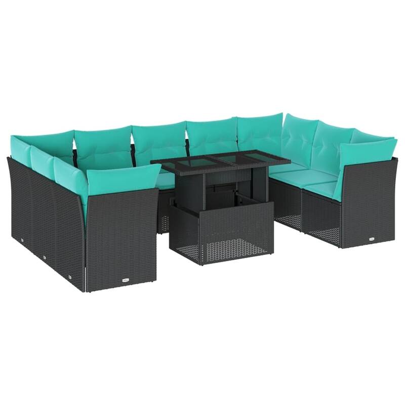 vidaXL 10/11 Piece Patio Sofa Set with Cushions Black/Brown/Gray Poly Rattan
