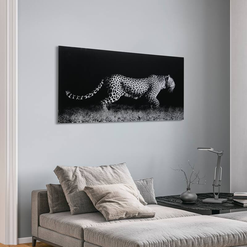 Leopard Wall Art Printed on Frameless Free Floating Tempered Glass
