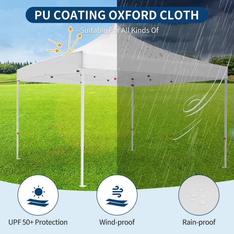 10x10 FT Heavy Duty Pop Up Canopy Tent with Roller Bag, Stakes & Ropes, Commercial Outdoor Shelter