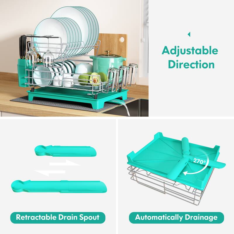 JASIWAY 2 Tier Kitchen Stainless Steel Dish Rack