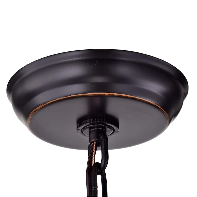Oil Rubbed Bronze 3-Light Wrought Iron Drum Chandelier with White Shade