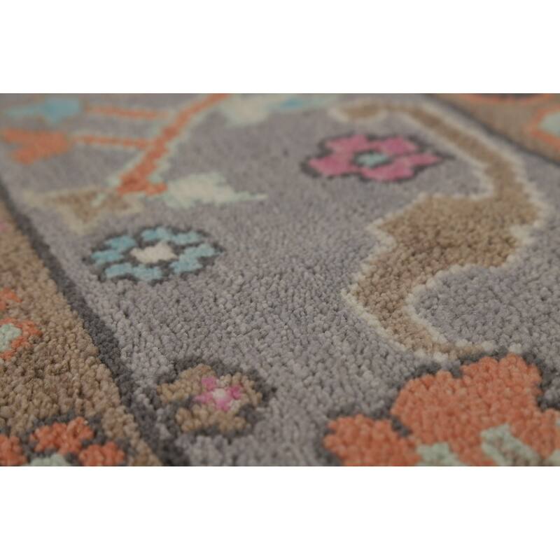 Ivory Floral Oushak Indian Area Rug Handmade Wool Carpet - 7'11" x 10'0"