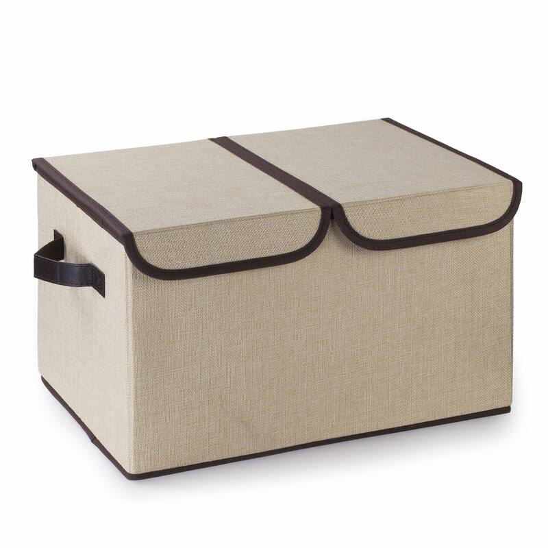 Enova Home Collapsible Storage Bins with Cover Set of 3 - Beige
