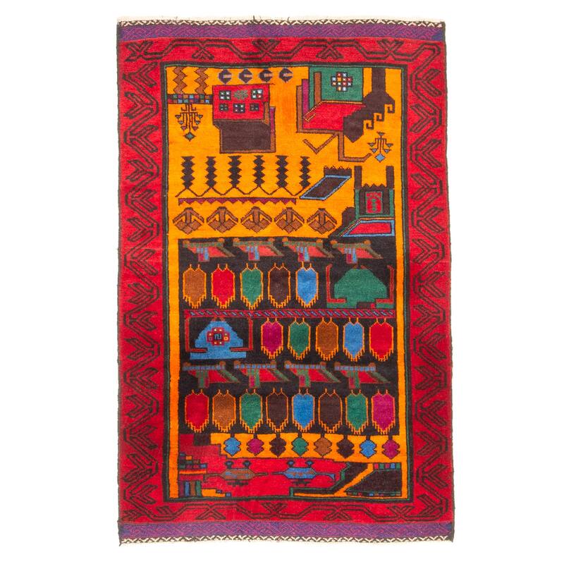 ECARPETGALLERY Hand-knotted Teimani Orange Wool Rug - 2'10 x 4'5