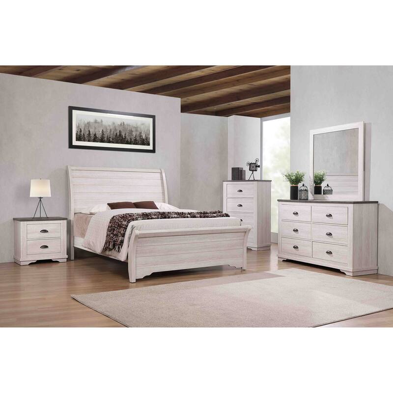 1pc Contemporary Two-Drawers Nightstand Bed Side Cabinet Wooden Furniture Rustic Chalk Gray Color