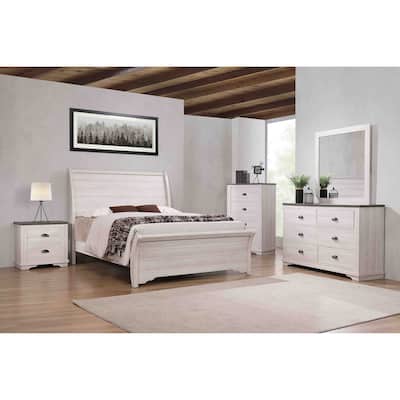 Marilyne 6 Piece Chalk Gray Rustic Sleigh Bedroom Set