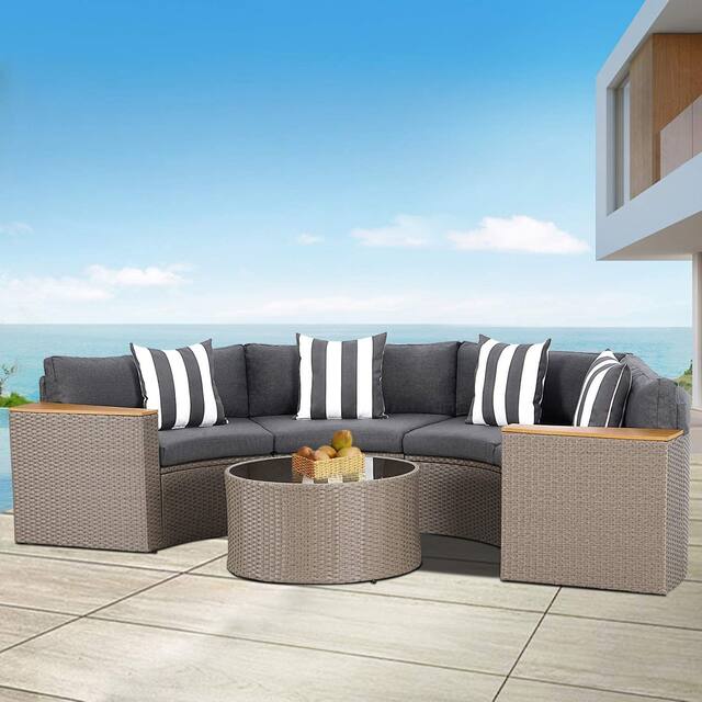 Nuon Wicker Outdoor 5-piece Sectional Set by Havenside Home - Grey