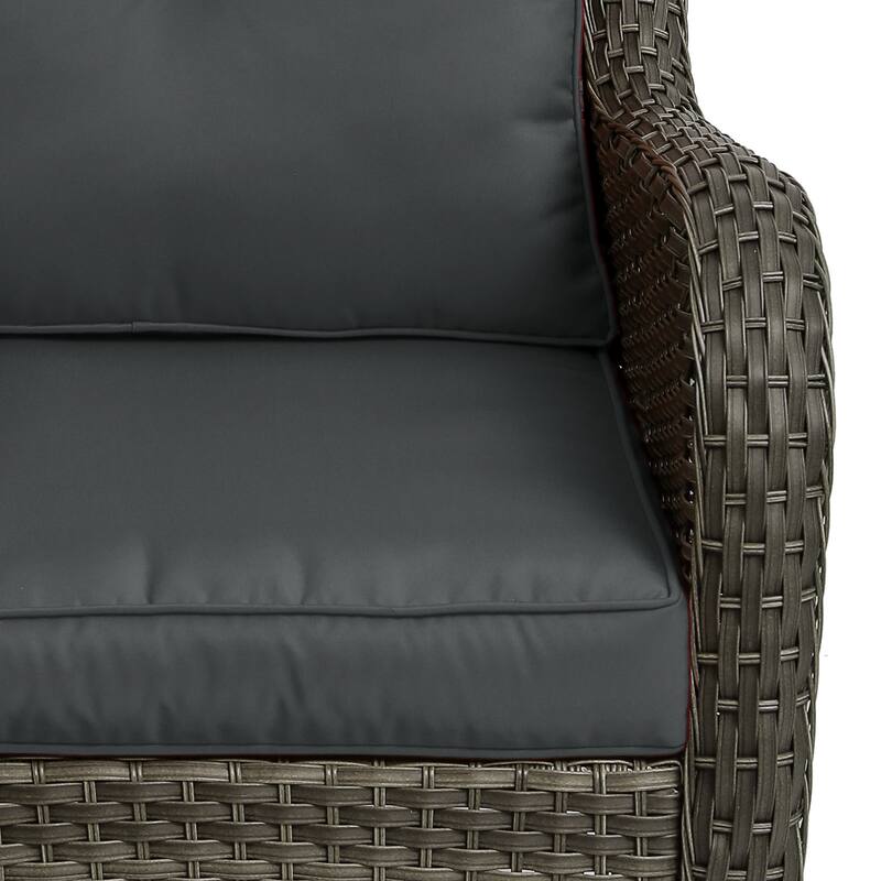 Outdoor Patio Woven Rattan Swivel Rocking Chair with Cushions
