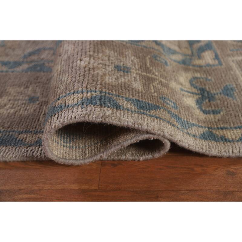 Geometric Oushak Area Rug Hand-knotted Wool Carpet - 8'10"x 12'3"