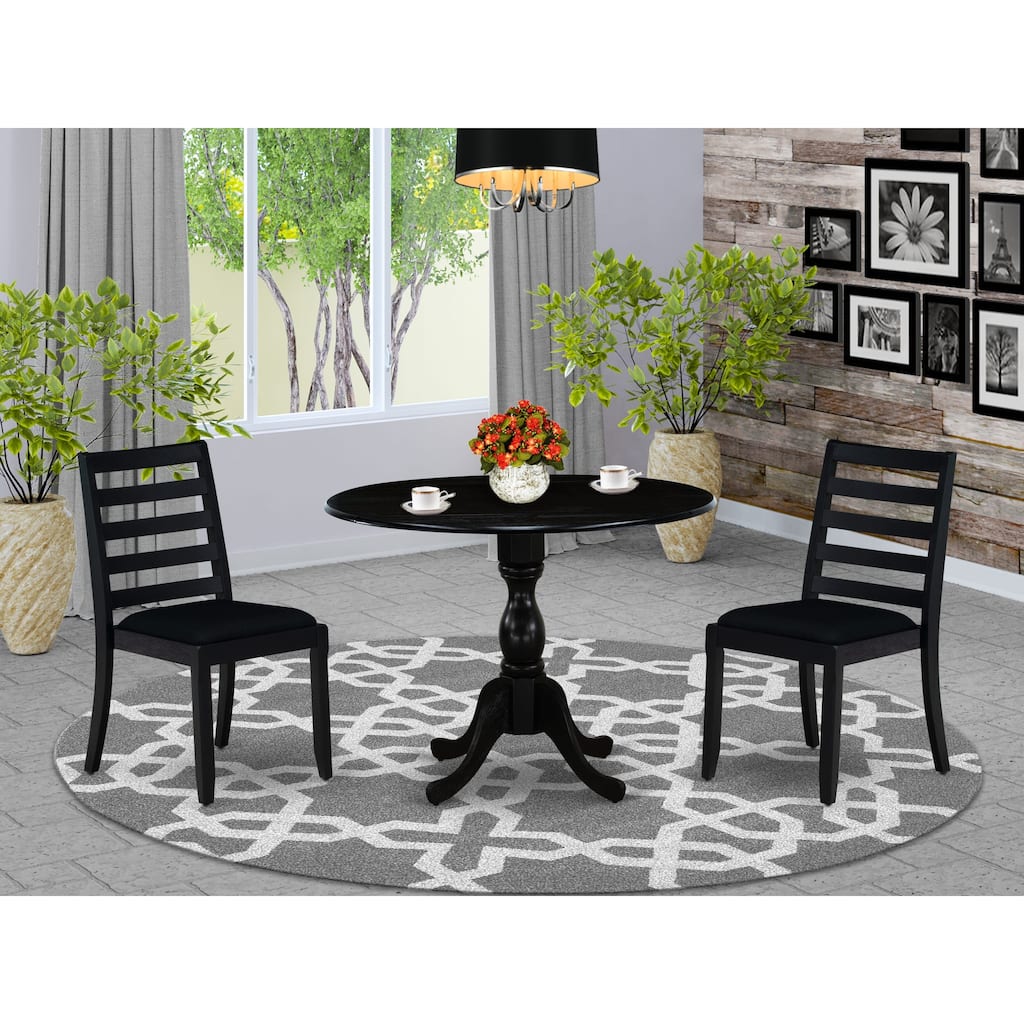 East West Furniture Dining Set Includes a Round Table & Stackable Dining Chairs, Wire Brushed Black (Pieces Seat Type Options)