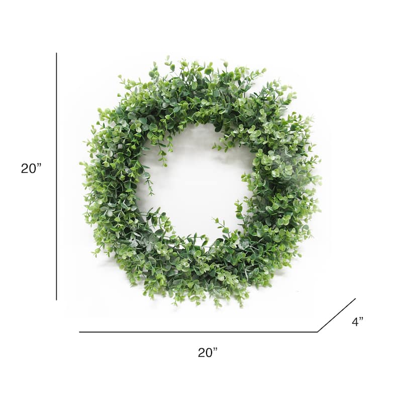 Frosted Green Artificial Spiral Eucalyptus Leaf Foliage Greenery Wreath ...