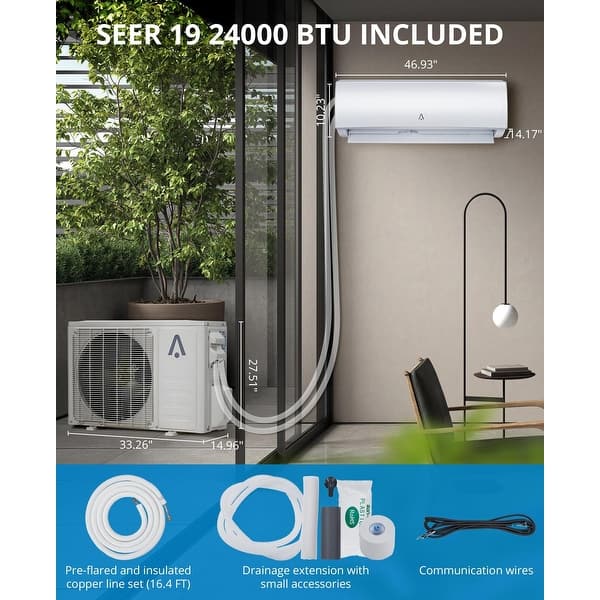 24000 BTU Smart Mini Split AC/Heating System 19 SEER Split Inverter Air