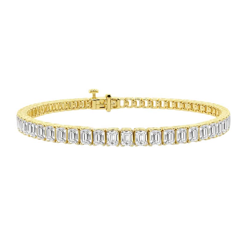 Auriya 14K Gold Round Cut Lab Grown Diamond Station Bar Bracelet 8.00ct. tw. (F-G, VS) - White - Yellow