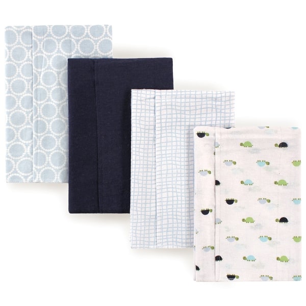 slide 1 of 1, Luvable Friends Baby Boys Cotton Flannel Burp Cloths 4pk, Turtle, One Size - Turtle - One Size One Size - Turtle
