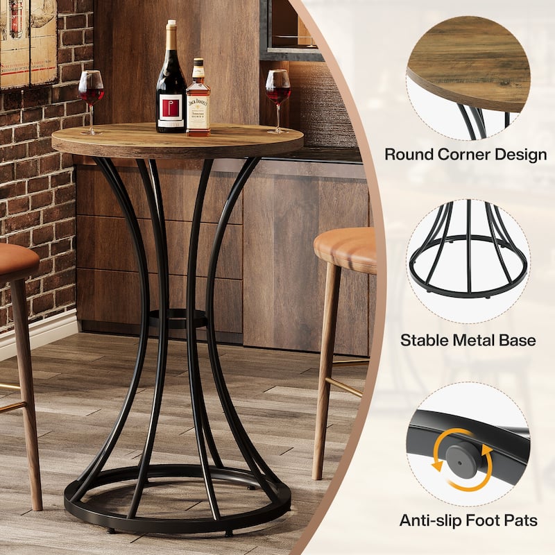 Round Bar Table for 2, 37.4" H Cocktail Table, Coffee Pub Stand