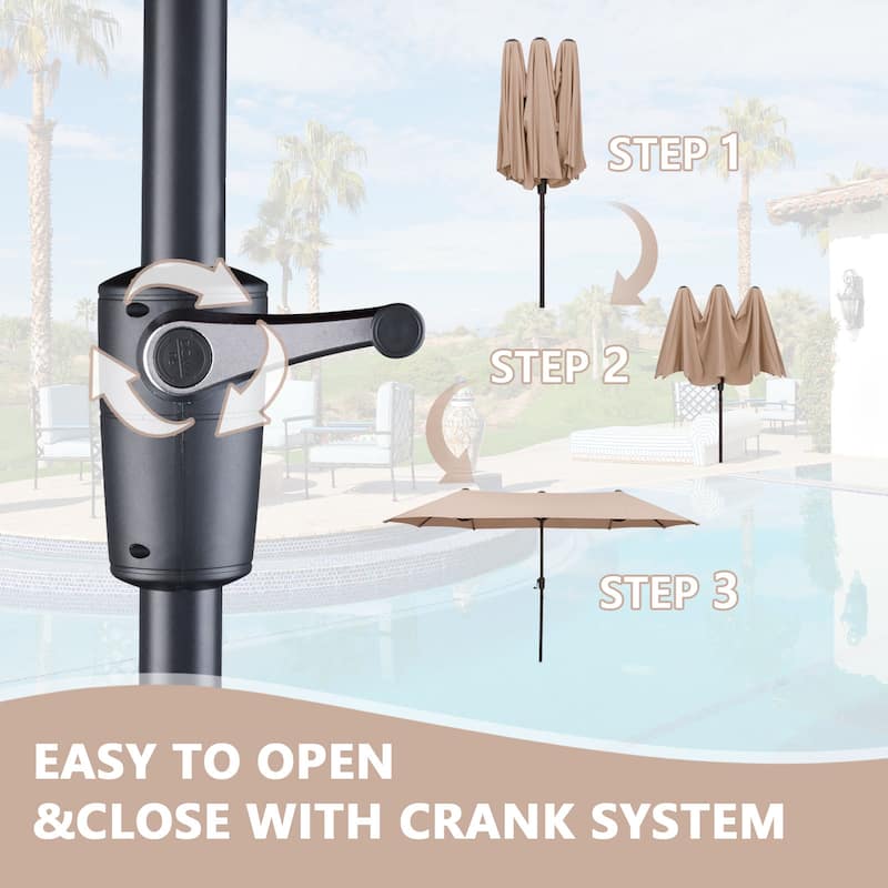 Ainfox 13Ft Large Outdoor Patio Umbrella with Crank With Base