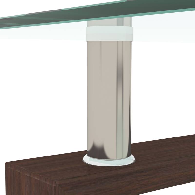 Rectangle Glass Coffee Table with Storage Shelf