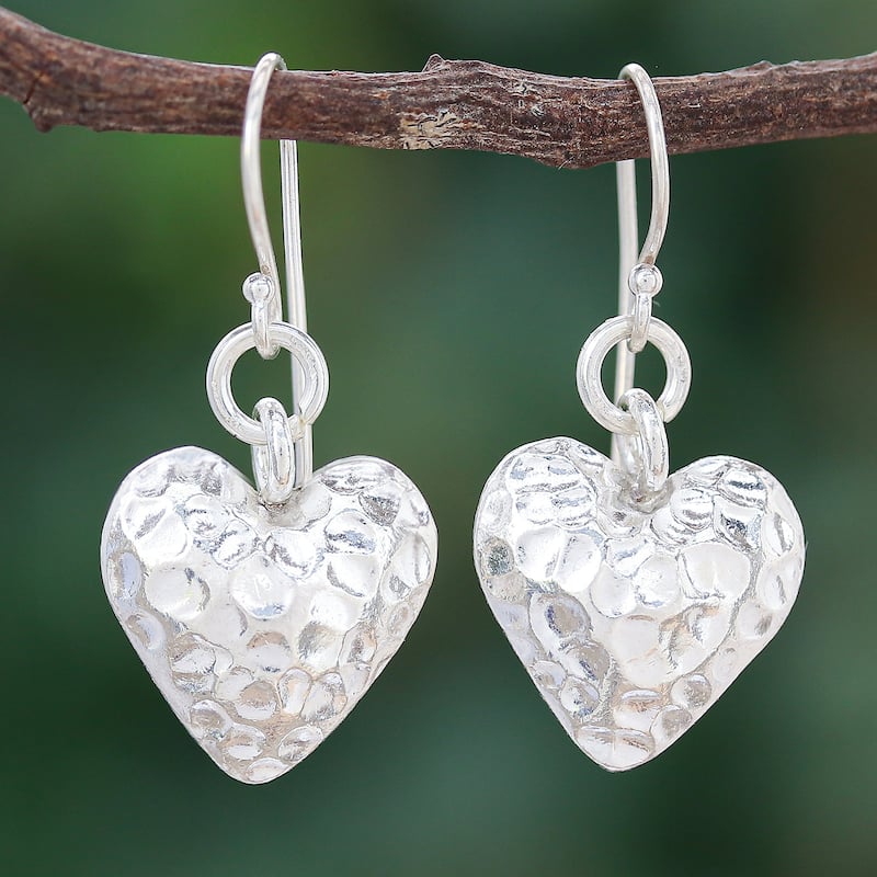 Novica Handmade In My Heart Silver Heart Earrings