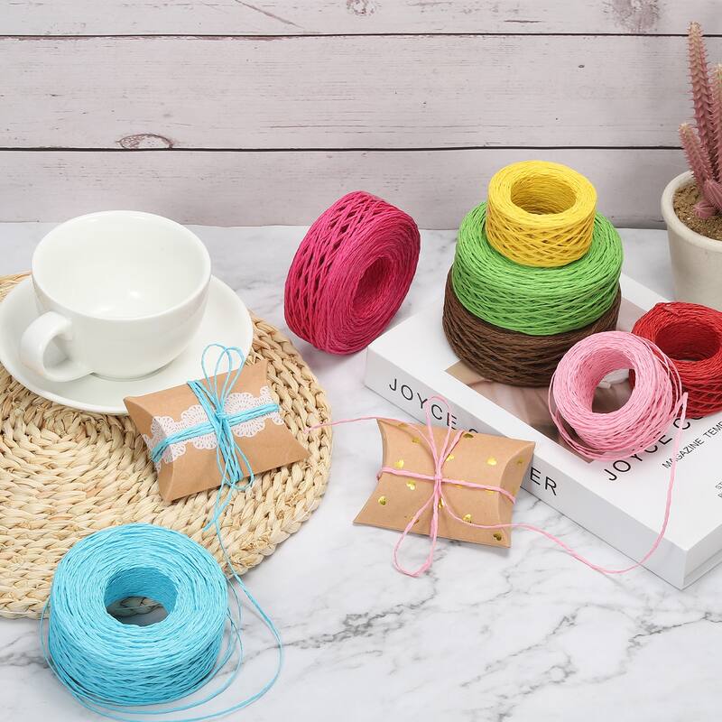 4 Rolls Raffia Ribbon, Paper Twine String